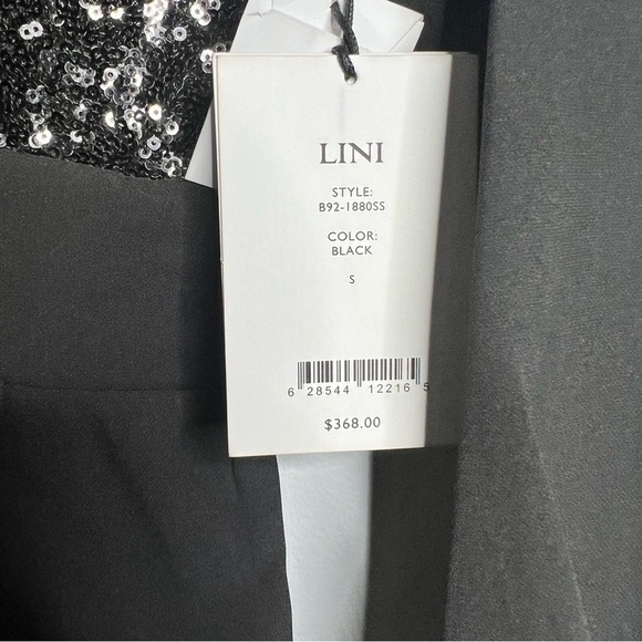 LINI Black Sequin Jumpsuit – Long Sleeve, V-Neck – NWT – Size Small - Picture 6 of 6